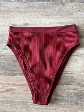 NWT L*Space Women's Frenchi Bikini Bottoms in Maroon | Size Medium